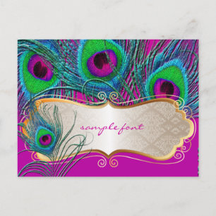 PixDezines psychedelic peacock+gold trim label Postcard