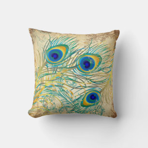 PixDezines psychedelic peacock/vintage background Cushion
