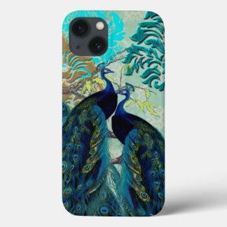 PixDezines Psychedelic Peacocks+Damask iPhone 13 Case