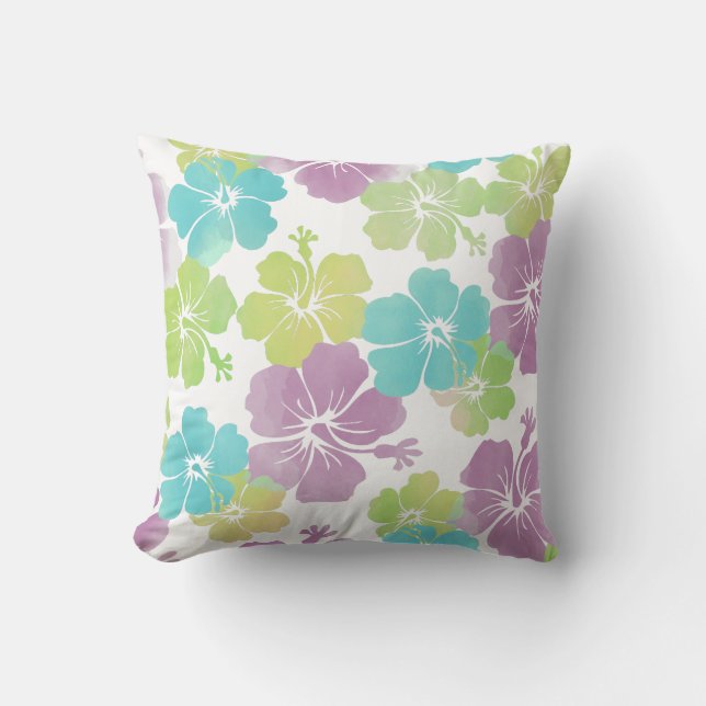 PixDezines purpl hibiscus leis/diy background Cushion (Front)