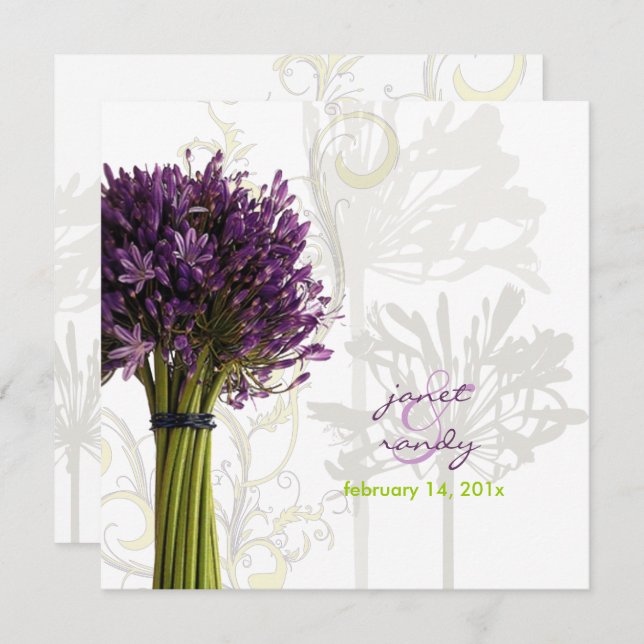 PixDezines Purple Agapanthus/DIY background colour Invitation (Front/Back)