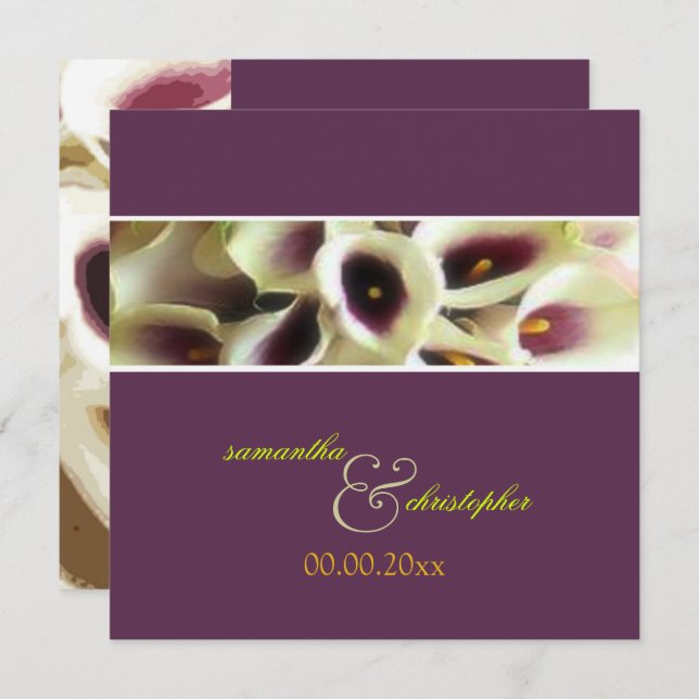 PixDezines purple calla lilies/diy colour Invitation (Front/Back)