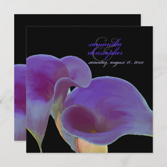PixDezines purple calla lilies/diy Invitation (Front/Back)