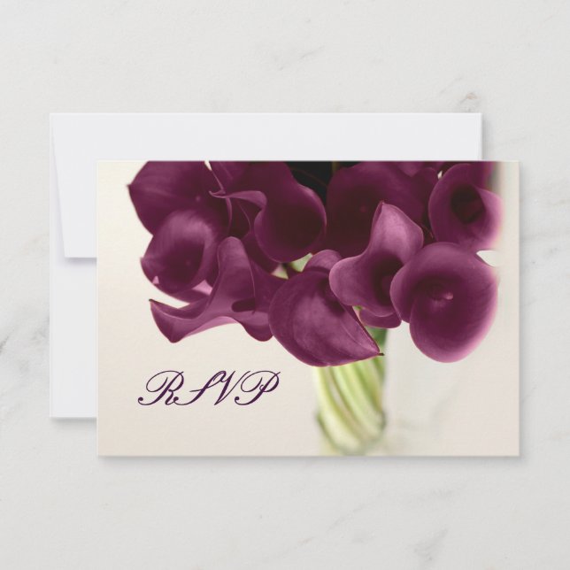 PixDezines purple calla lilies/diy RSVP Card (Front)