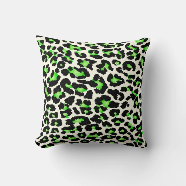 PixDezines purple+green cheetah/diy colours Cushion (Front)