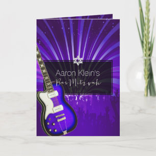 PixDezines purple guitar/photo/bar mitzvah Invitation
