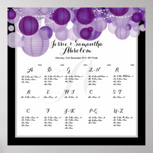 PixDezines purple paper lanterns/seating chart