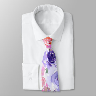 PixDezines Purple Summer Roses Neck Tie