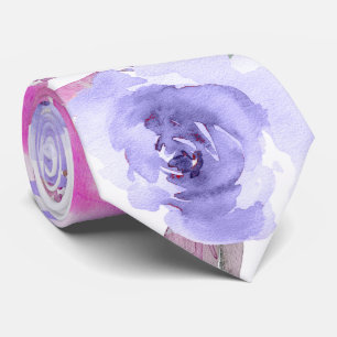 PixDezines Purple Summer Roses Neck Tie