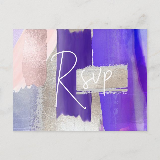 PixDezines Purple Watercolor RSVP w/Meal Choice Invitation Postcard (Front)