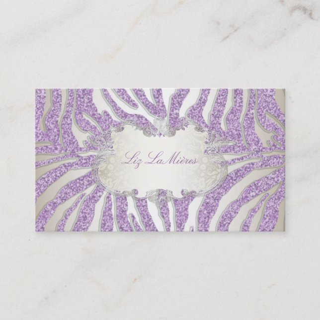PixDezines purple zebra/leopard Business Card (Front)