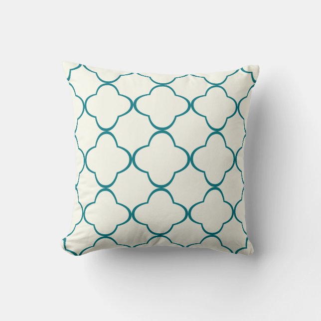 PixDezines Quatrefoil/DIY Colours/Teal Cushion (Front)