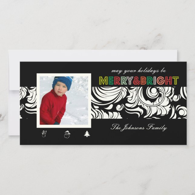 PixDezines quills pattern, christmas Holiday Card (Front)