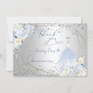 PixDezines Quinceanera Dusty Blue Dress Thank You  Invitation