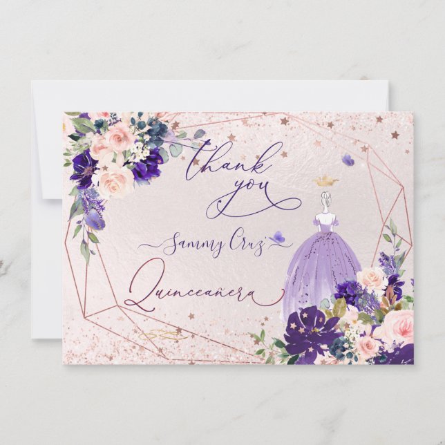 PixDezines Quinceanera Dusty Purple Dress Invitati Invitation (Front)