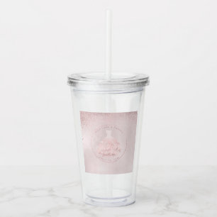 PixDezines Quinceanera Glitter Blush Pink Gown Acrylic Tumbler