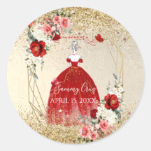 PixDezines Quinceanera H2 Flowers Red Dress 