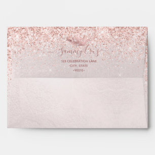 PixDezines Quinceanera Rose Gold Glitter Dress Envelope