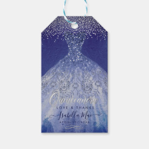 PixDezines Quinceanera Sparkle Gown, Blue Ombre Gift Tags