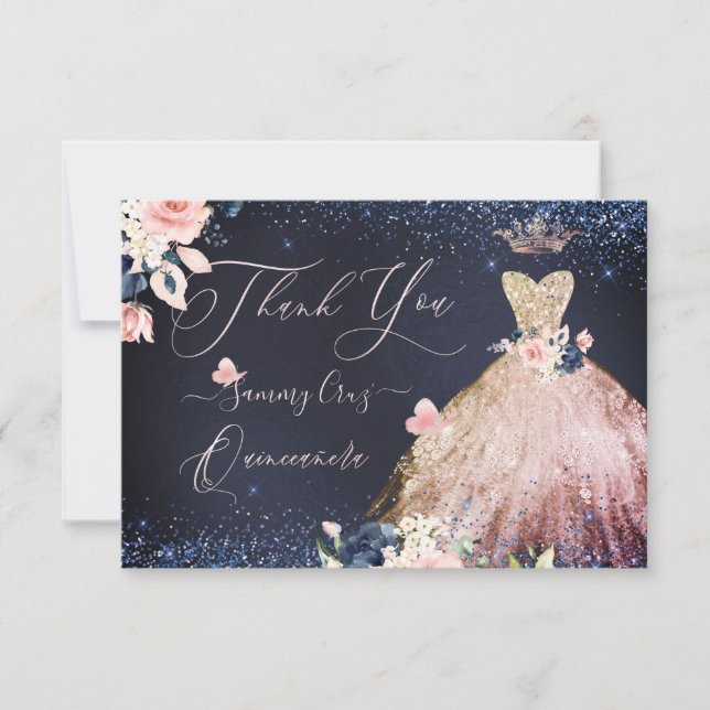PixDezines Quinceanera Thank You Card (Front)