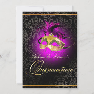 PixDezines Quincenera/Magenta/DIY colour!!/Damask Invitation