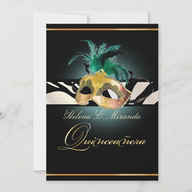 PixDezines Quincenera/teal Zebra/DIY colour!! Invitation (Front)