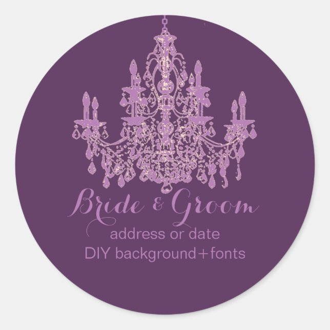 PixDezines radiant orchid chandelier Classic Round Sticker (Front)