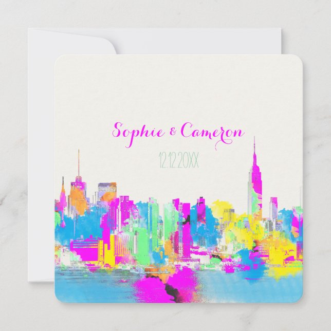 PixDezines rainbow/NYC/DIY background colour Invitation (Front)