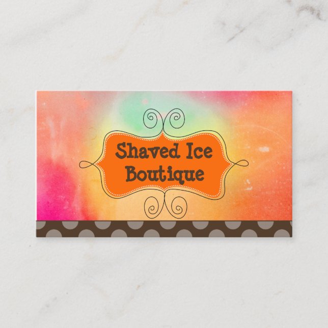 PixDezines Rainbow Shaved Ice + Polka Dots Business Card (Front)
