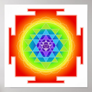 PixDezines Rainbow/Sri Yantra/Meditation/Chakra Poster