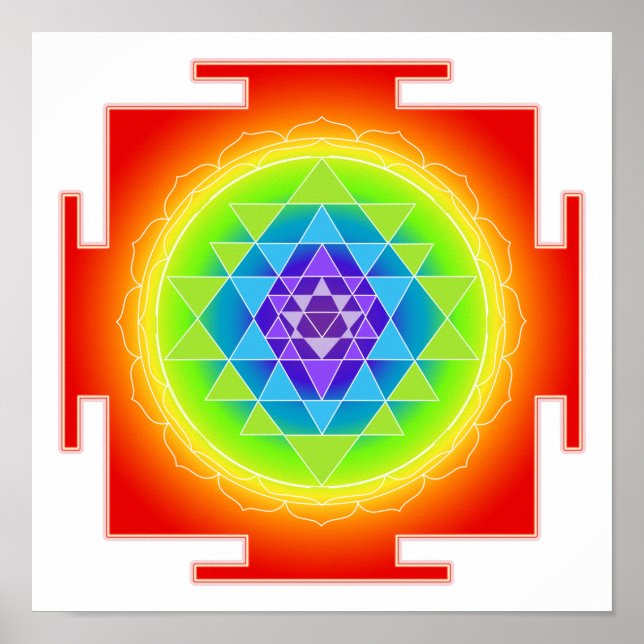 PixDezines Rainbow/Sri Yantra/Meditation/Chakra Poster (Front)