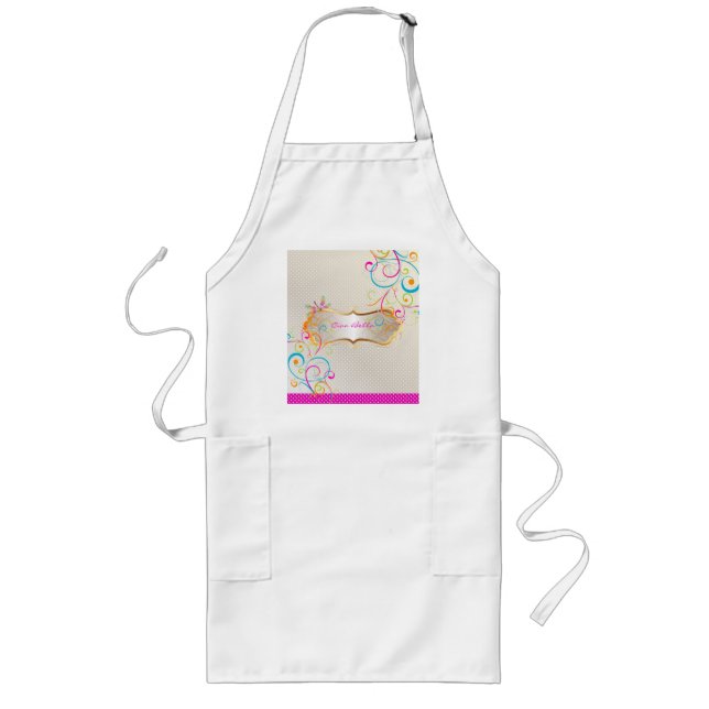 PixDezines Rainbow Swirls+Logo Long Apron (Front)