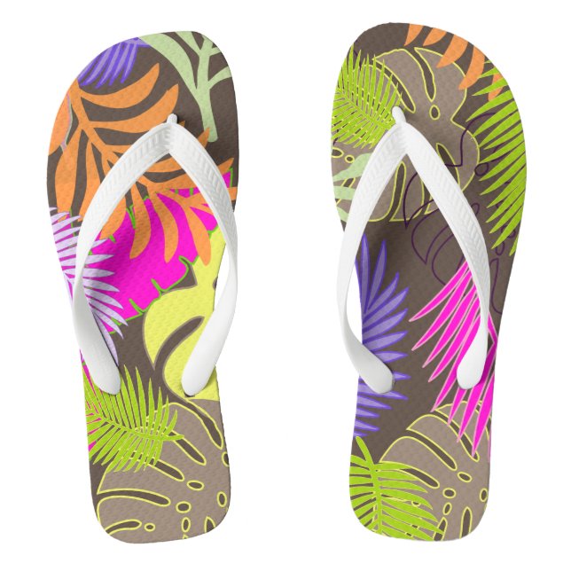 PixDezines rainforest/DIY background colour Thongs (Footbed)
