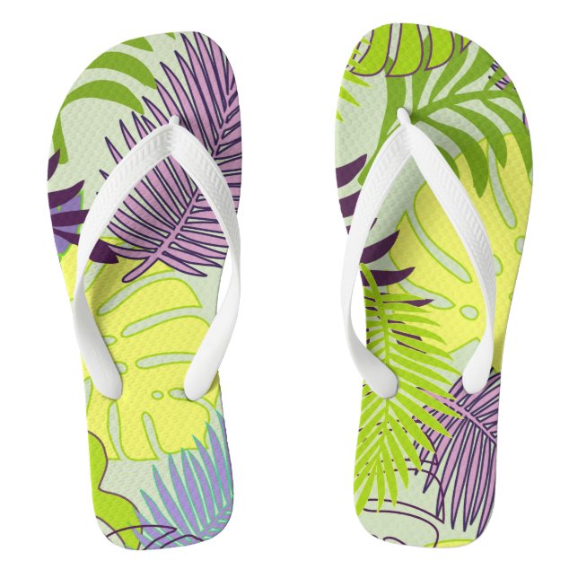 PixDezines rainforest/DIY background colour Thongs (Footbed)