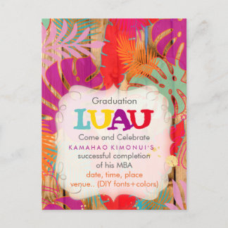 PixDezines rainforest/graduation/luau/DIYevent Announcement Postcard