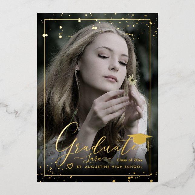 PixDezines Real Gold Foil Calligraphy Graduation (Front)