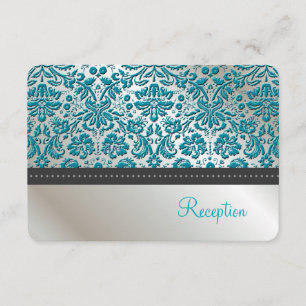 PixDezines reception/Baroque faux foil lace/teal Enclosure Card