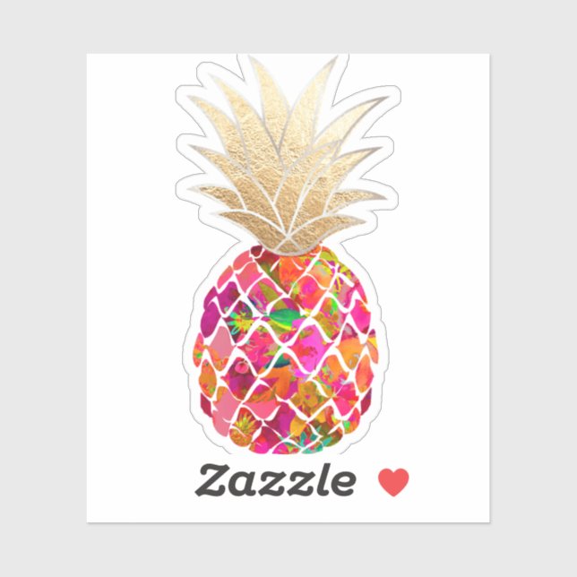 PixDezines Red Aloha Pineapple, Faux Gold (Sheet)