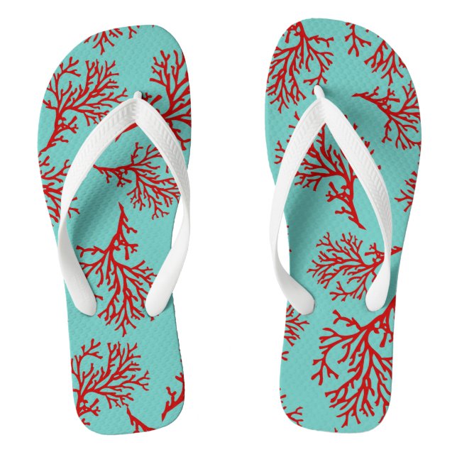 PixDezines red corals/DIY colours Thongs (Footbed)