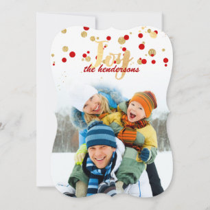 PixDezines red/gold/faux foil confetti/holiday Holiday Card
