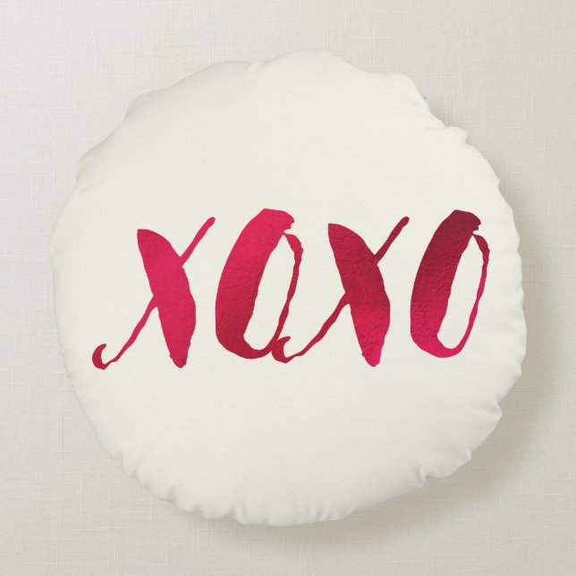 PixDezines Red/Gold/Hearts/DIY background Round Cushion (Back)