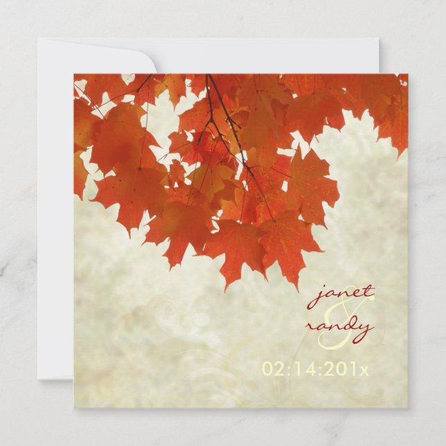 PixDezines red maple leaves/fall/autumn event Invitation (Front)