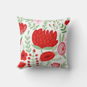 PixDezines red proteas/diy background Cushion