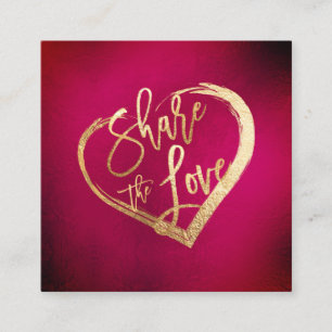 PixDezines Red Sangria Gold Share the Love Square Business Card