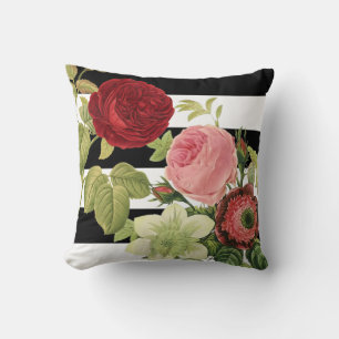 PixDezines redoute anemonies, vintage roses Cushion