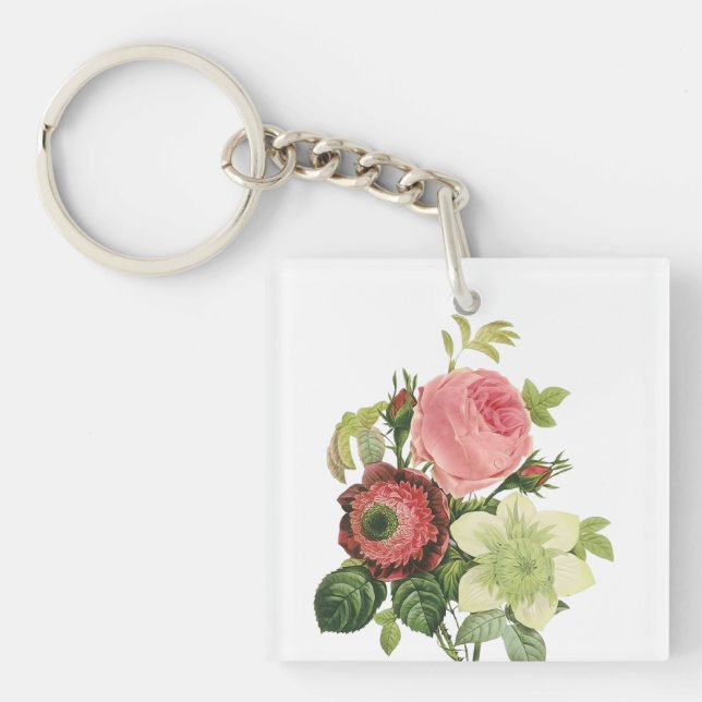 PixDezines redoute clementine, anemone Key Ring (Front)