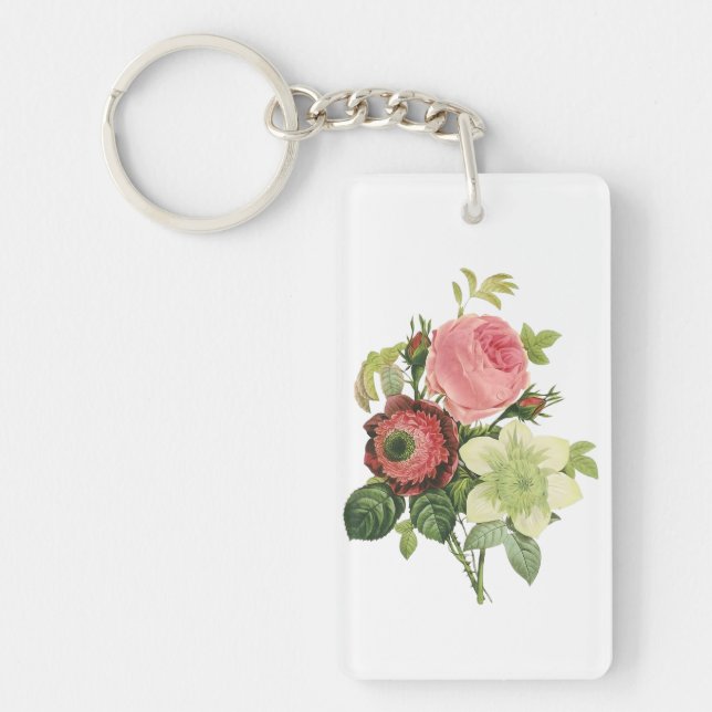 PixDezines redoute clementine, anemone Key Ring (Front)