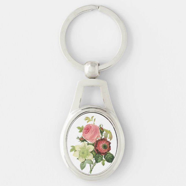 PixDezines redoute clementine, anemone Key Ring (Front)