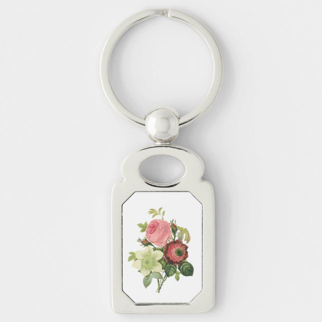 PixDezines redoute clementine, anemone Key Ring (Front)