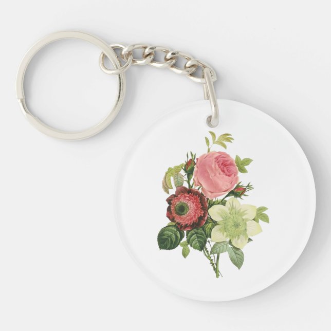 PixDezines redoute clementine, anemone Key Ring (Front)
